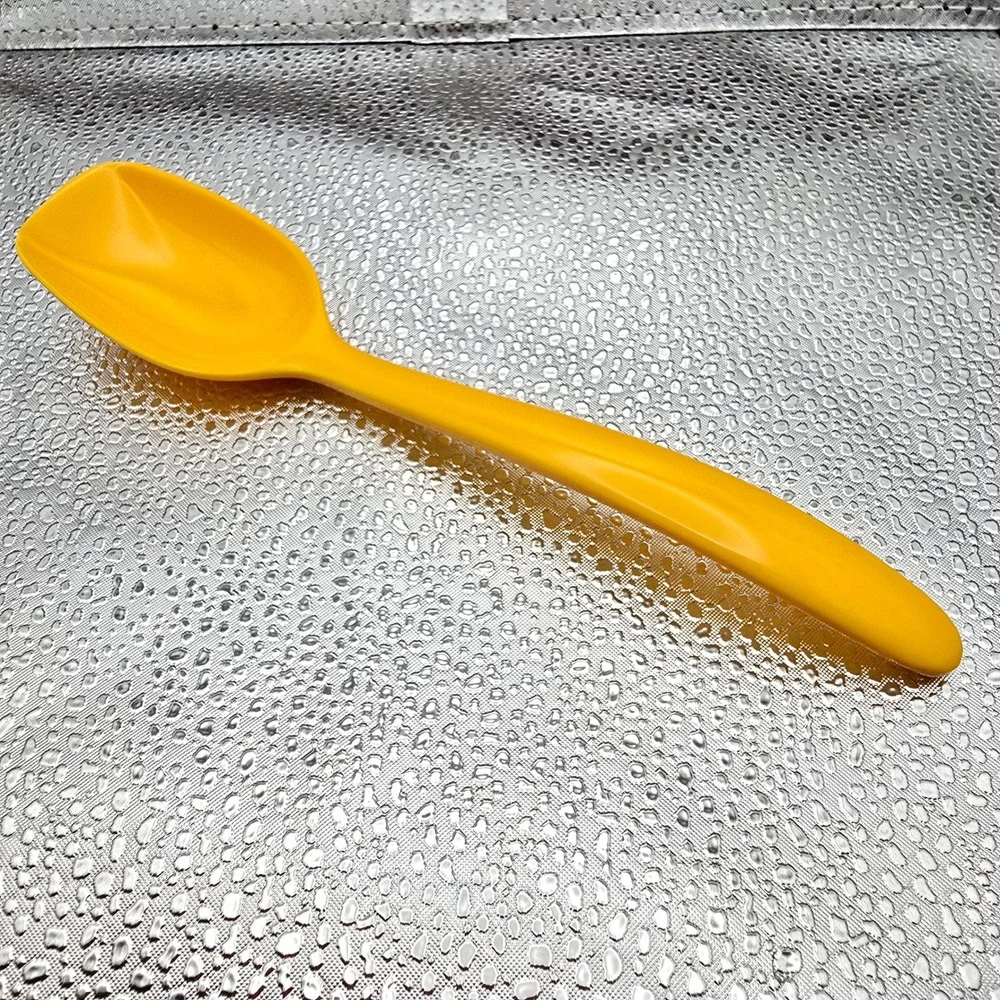 Hutzler 7.5 Inch Melamine Small Solid And Slotted Spoons White Yellow Set Of 2